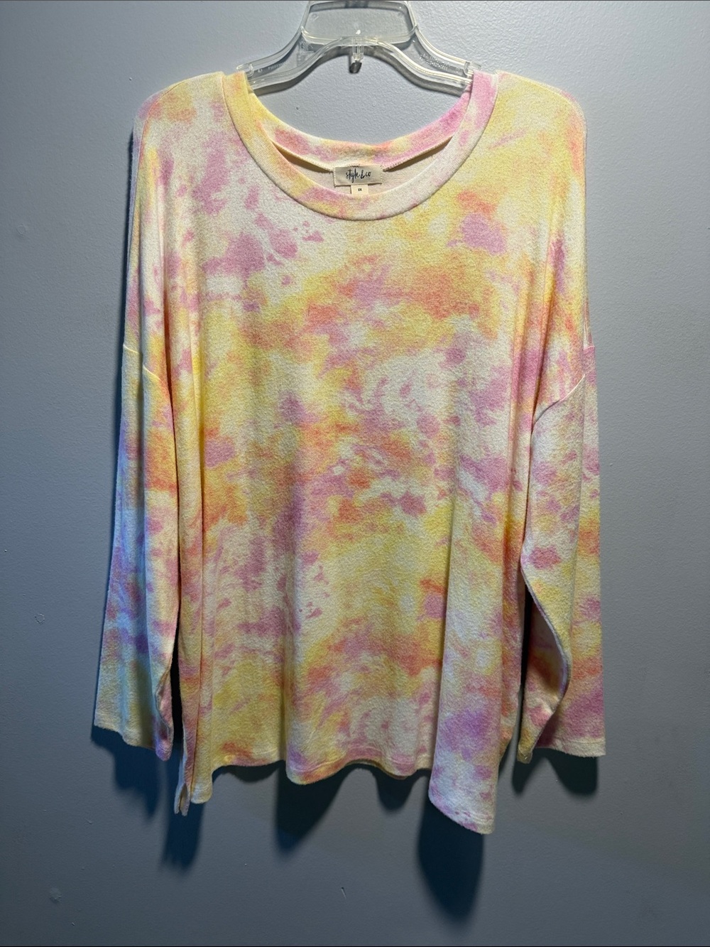 Style & Co. Pastel Tie-Dye Long Sleeve Top - Yellow, Pink, Cream